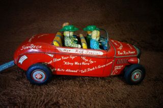 50s Linemar Hot Rod Vintage Battery Operated Tin Toy Car 8
