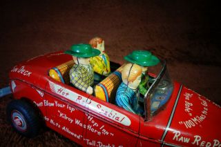 50s Linemar Hot Rod Vintage Battery Operated Tin Toy Car 9