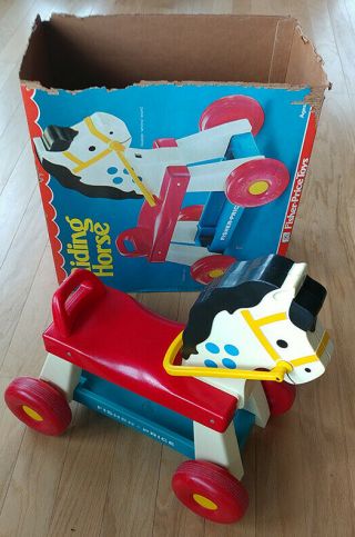 Vintage 1976 Fisher Price Ride On Horse Pony In Orig Tattered Box