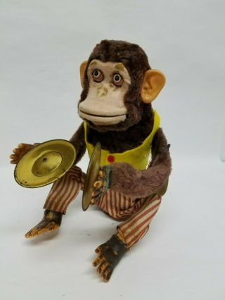 Vintage Musical Jolly Chimp Monkey Toy With Cymbals Parts S&h