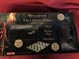 Pirates Of The Caribbean 3 In 1 Chess Checkers Dice Games,