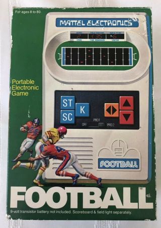 Vintage 1977 Mattel Football Electronic Hand - Held Game Orig Receipt Box EVC 4