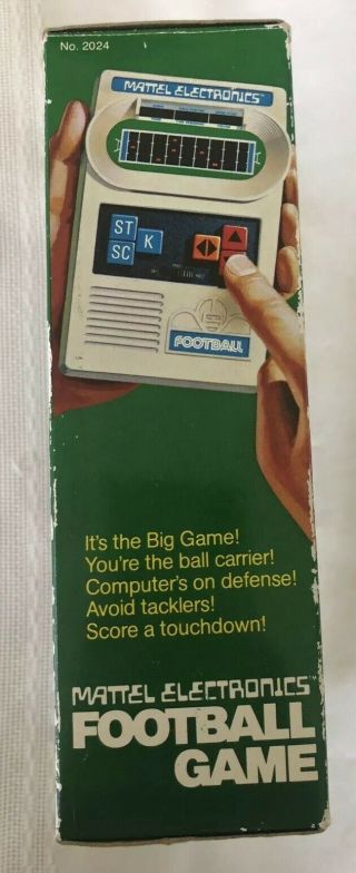 Vintage 1977 Mattel Football Electronic Hand - Held Game Orig Receipt Box EVC 6