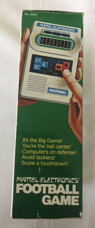 Vintage 1977 Mattel Football Electronic Hand - Held Game Orig Receipt Box EVC 7