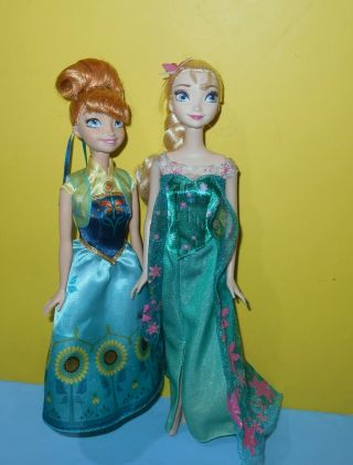 Disney Store Official Summer Solstice Anna Elsa Dolls 12 " Frozen Fever Pair
