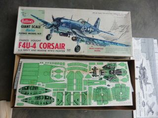 Guillows Chance Vought F4u Corsair Giant Scale Balsa Flying Model Kit 1971 Issue