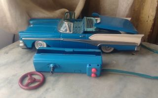 Vintage Tin Toy Ford Convertible,  Remote Control Battery Operated Japan