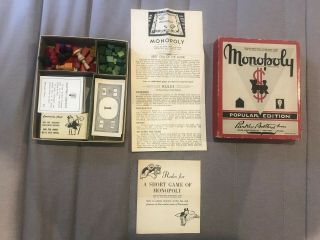 Vintage Antique Monopoly Board Game Parker Brothers Complete With Instructions