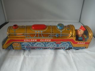 1960s Tin - Litho Battery - Op Golden Cloud Express Bump - N - Go Toy Train (rare)