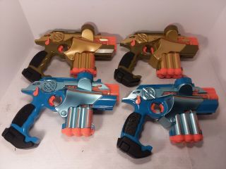 4 Nerf Lazer Tag Phoenix LTX Tagger Blaster Guns 2 Gold 2 Blue Factory colors 5