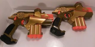 4 Nerf Lazer Tag Phoenix LTX Tagger Blaster Guns 2 Gold 2 Blue Factory colors 7