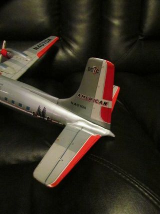 AMERICAN AIRLINES DC - 7C YONEZAWA BATTERY OPERATED AIRPLANE TIN TOY 4