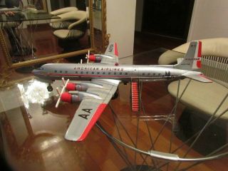 AMERICAN AIRLINES DC - 7C YONEZAWA BATTERY OPERATED AIRPLANE TIN TOY 9