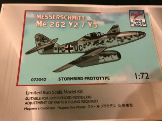 1/72 High Planes Me 262 V2/v3 Injection Moulded Kit