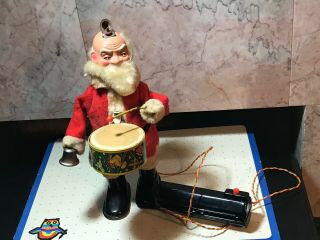 Vintage Santa Claus Tin Litho Drummer Battery Operated Alps.  Japan 1950,  S - M - 42