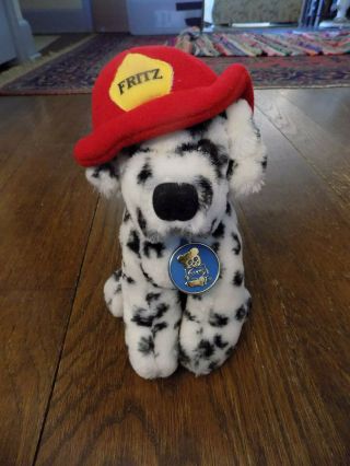 Dakin Vtg 1985 Fritz Plush Dalmatian Fire Man Dept Puppy Dog W Plastic Medallion