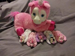 Pony Surprise - Starburst Pink Unicorn - With 5 Foals Babies - Plush - 2015 P7