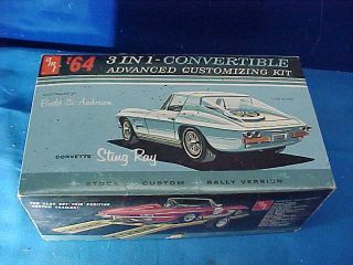 Orig 1964 Amt 1/25 Scale Corvette Stingray Built Up Model Car Kit W Orig Box