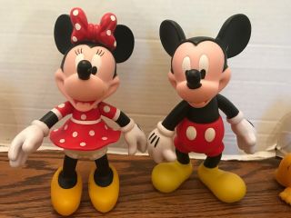 Vintage Minnie & Mickey Mouse Toy Doll 7 1/2 " Walt Disney Rubber Plastic Figures