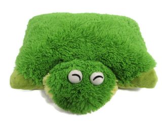 Pillow Pet Pee Wee Green Frog Plush Toy 11 " Wide Foldable Kids Animal