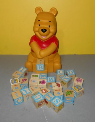 10 " Disney Winnie The Pooh Figure Wood Wooden Blocks Letter Alphabet Puzzle