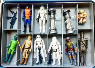 1977 Star Wars Mini Action Figure Collectors Case With Some Action Figures