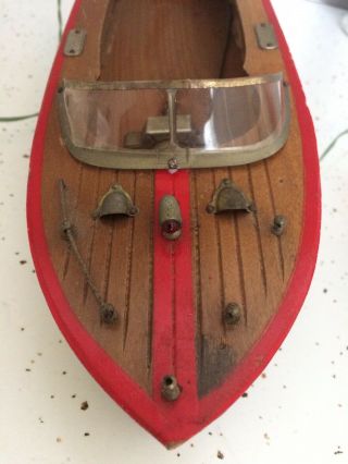 Vintage Wooden K&S Japan Motorized Model Speed Boat - Battery Operated 4