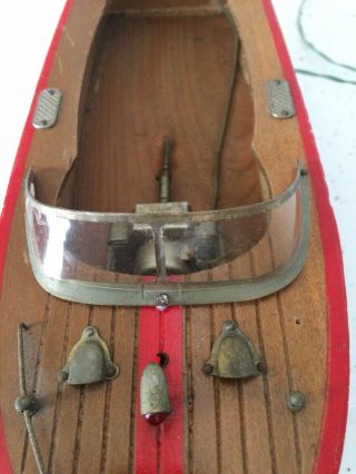 Vintage Wooden K&S Japan Motorized Model Speed Boat - Battery Operated 7