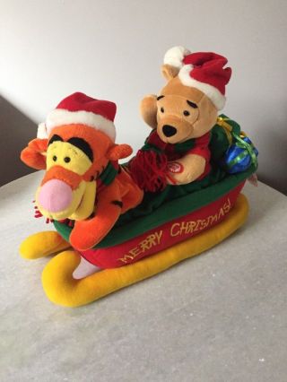 Disney Winnie the Pooh & Tigger Christmas Sled Animated Musical Plush 2
