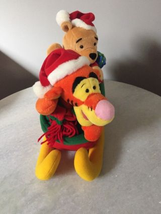 Disney Winnie the Pooh & Tigger Christmas Sled Animated Musical Plush 5
