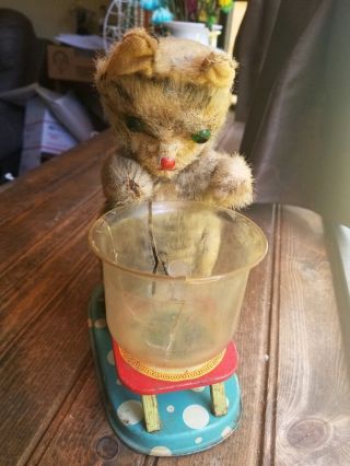 Vintage 1950s Linemar " Hungry Cat " Battery Operated Toy.  Not.  Very Rare
