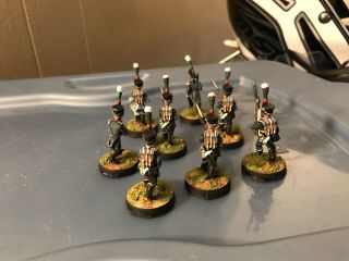28mm Napoleonic French 17th Legere 8 Men Drummer And Officer Pro Painted 8