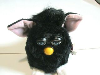 Rare Electronic Furby Black 1998 Tiger Electronics With Blue Eyes Pink Ears