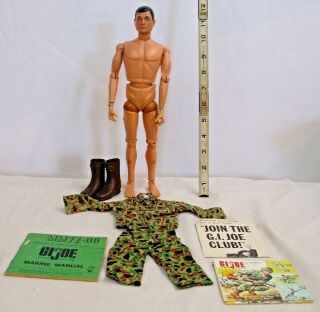 Hasbro Gi Joe Action Marine Doll 1960s With Clothes,  Papers