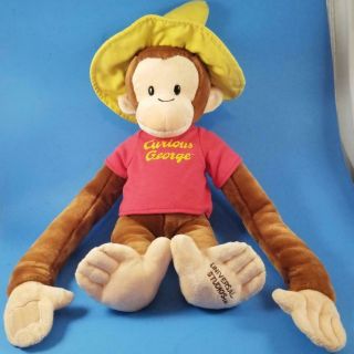 Jumbo 20 " Curious George Plush Monkey Doll Yellow Hat Universal Studios Large