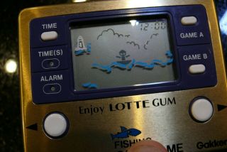 Gakken Fishing Vintage Lcd Electronic Handheld Arcade Game And Watch ✨tested✨