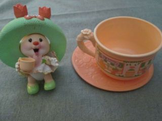 Tea Bunnies - Peach Tea Bunny With Green Hat - Greens On The Green Grocery