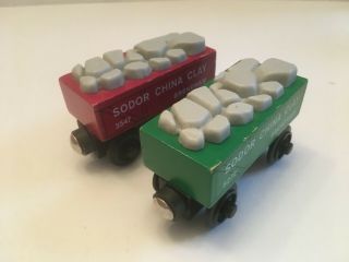 Thomas Wooden Train Set Of 2 Sodor China Clay Cars Pair