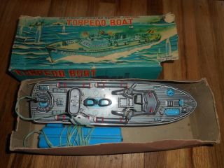 Vintage Marx Linemar Remote Control Battery Operated Torpedo Boat Toy W Orig Box