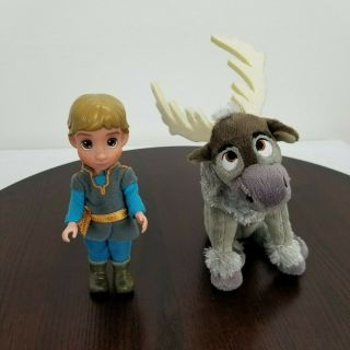 Disney Frozen Kristoff Doll 6.  5 " And Ty Sven Reindeer Plush 8 "