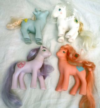 Vintage G1 My Little Pony Lavender,  Beauty Bloom,  Tiffany,  Ice Cream 1987 & 1988