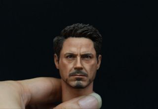 Custom 1/6 Tony Stark Iron Mann 5.  0 W/ Neck Head For 12 " Hot Toys Phicen Male