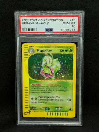 Meganium Holo Psa 10 Gem Expedition Base Set 2002 Pokemon Card 18/165