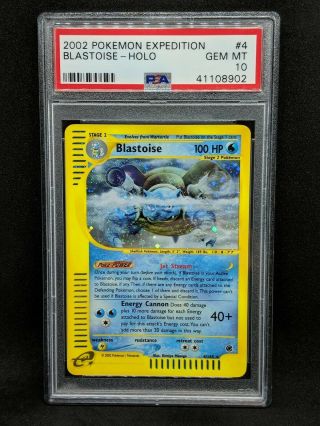 Blastoise Holo Psa 10 Gem Expedition Base Set 2002 Pokemon Card 4/165