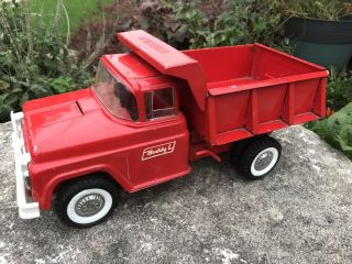 Vintage Buddy L Pressed Steel Hydraulic Dump Truck Toy With Spring Front