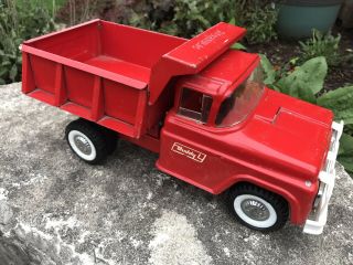 Vintage Buddy L Pressed Steel Hydraulic Dump Truck Toy With Spring Front 2