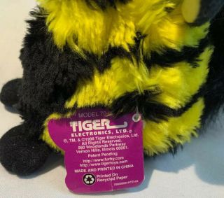 Vintage Furby Black Yellow Blue Eyes 1999 Tiger 70 - 800 & Repair 6
