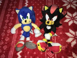 Official Jazwares Sonic Shadow Plush Sonic Hedgehog Toy Doll 2012 Set Sega