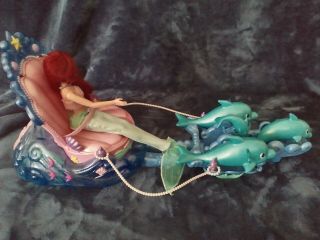Disney Ariel doll with dolphin pulled coach,  8,  Mattel,  coach plays a tune &moves 4