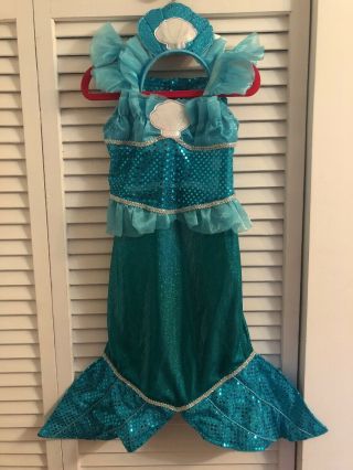 Girls Little Mermaid Halloween Costume Size 3 4 5 6 (3 - 6) Melissa Doug Dress Up